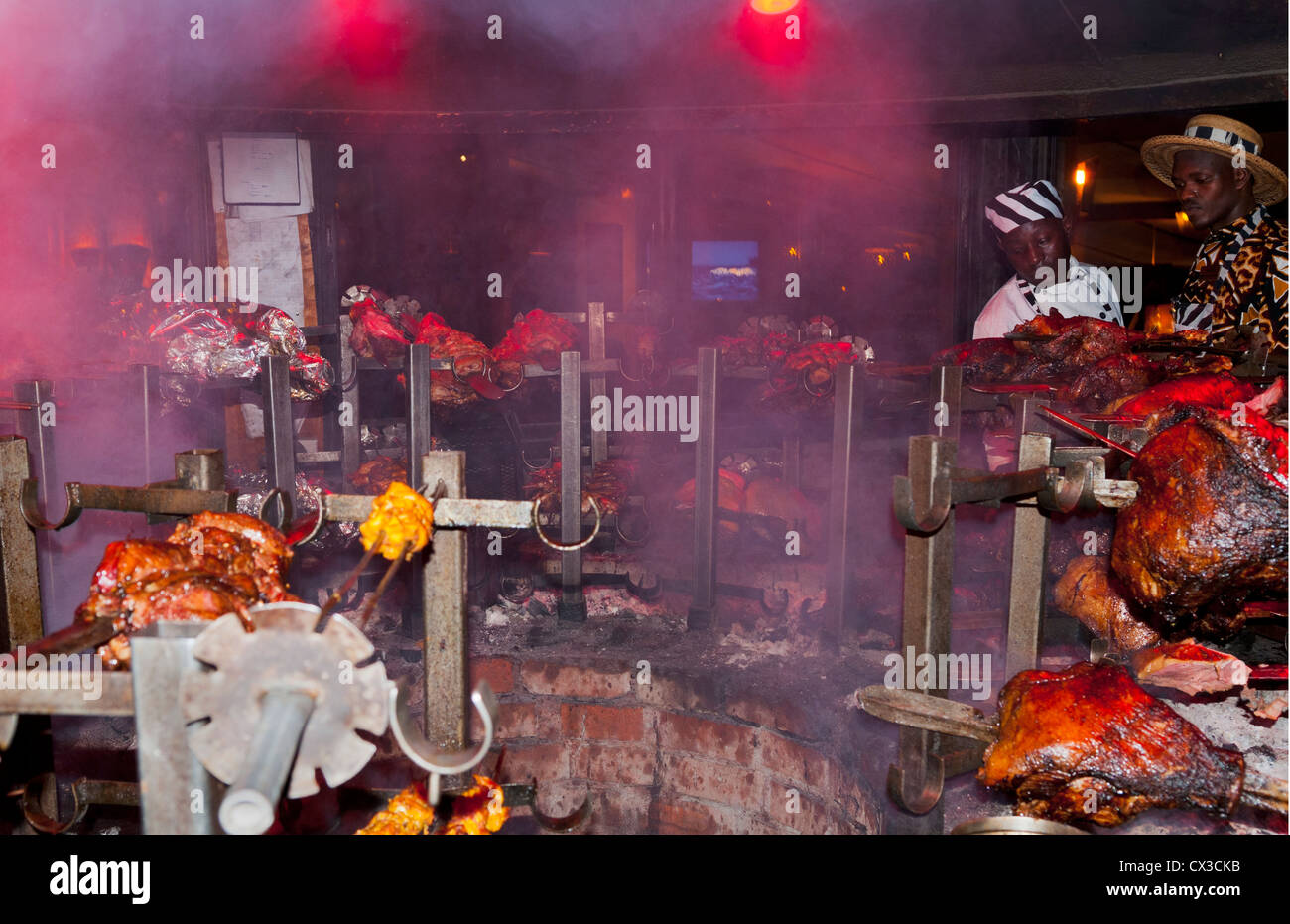 Kenya Nairobi Africa the famous grill at the Carnivore restaurant