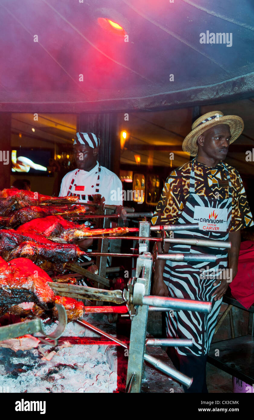 Kenya Nairobi Africa the famous grill at the Carnivore restaurant