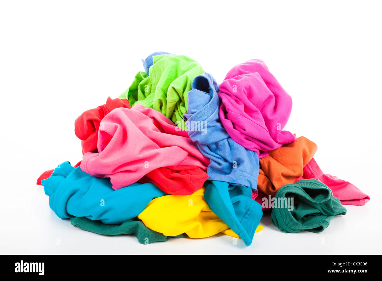 a pile of colorful clothes Stock Photo