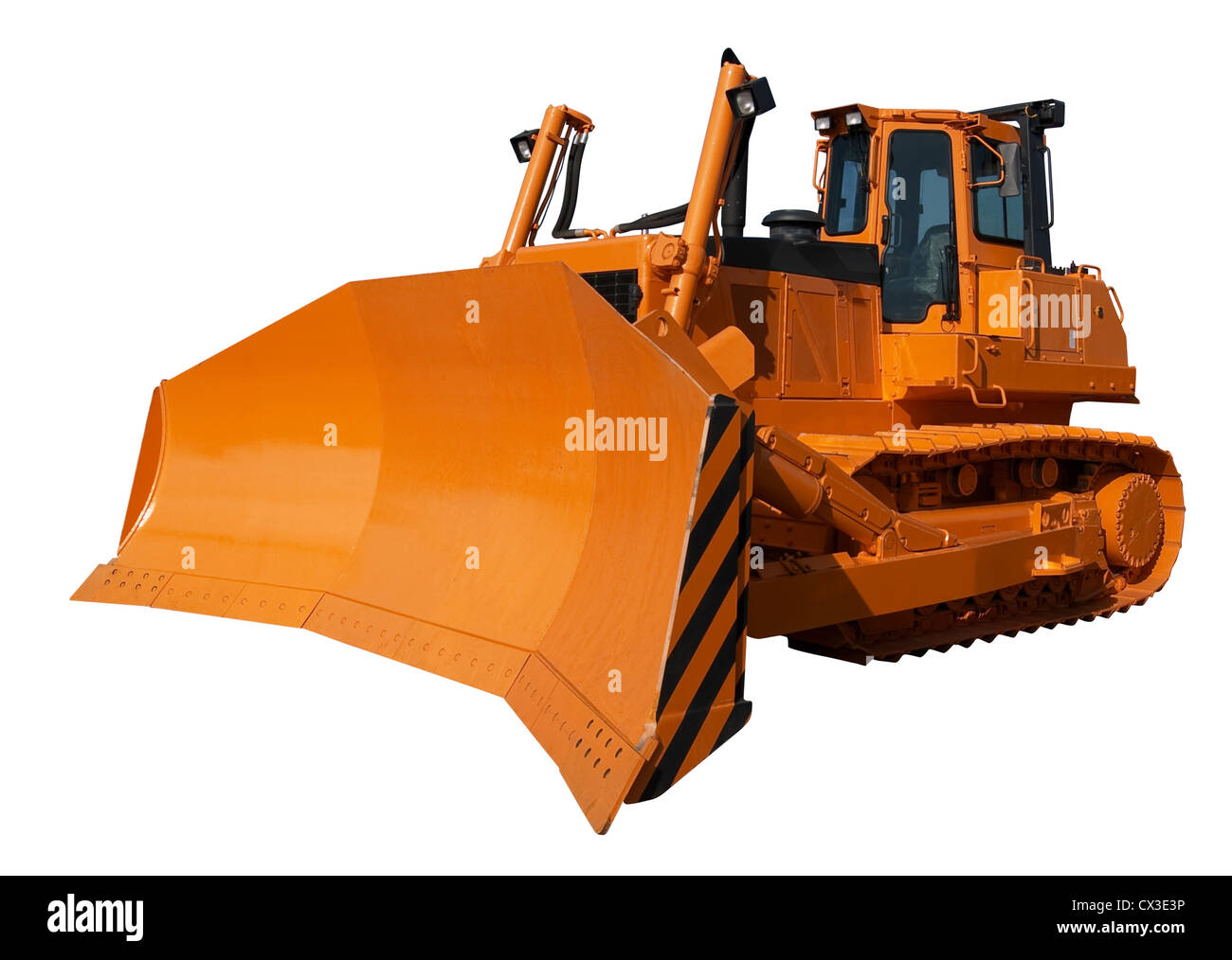 New orange bulldozer isolated on white background Stock Photo