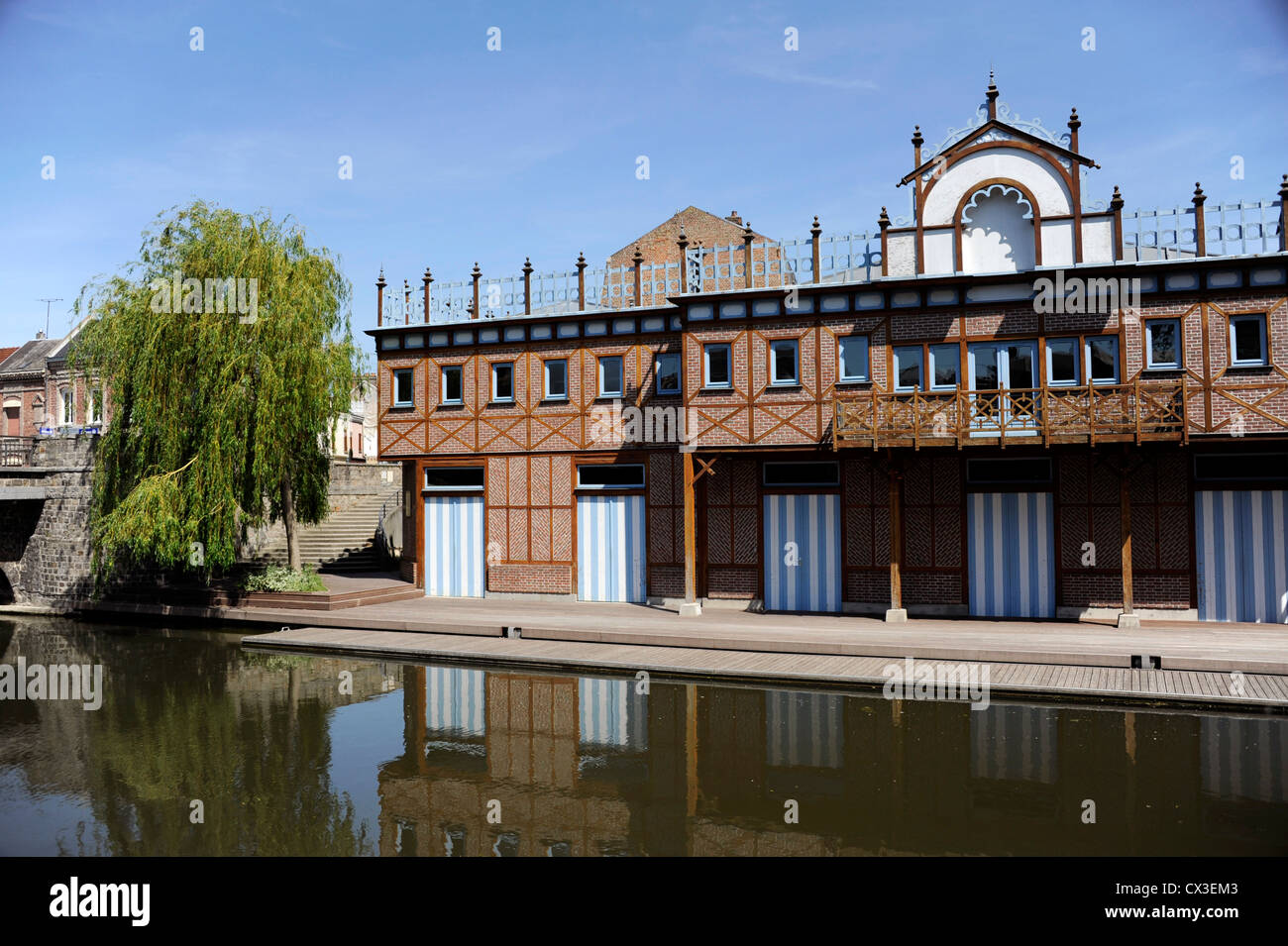 Sport Nautique Amiens, club house,Somme river,Amiens,Somme,Picardie,France Stock Photo