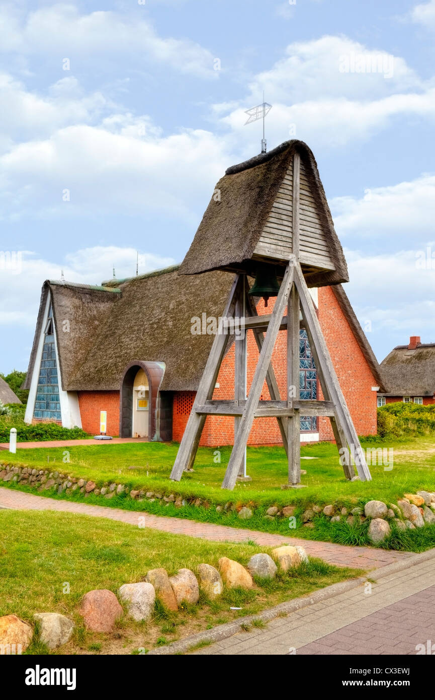 Church, thatched, Rantum, Sylt, Schleswig-Holstein, Germany Stock Photo