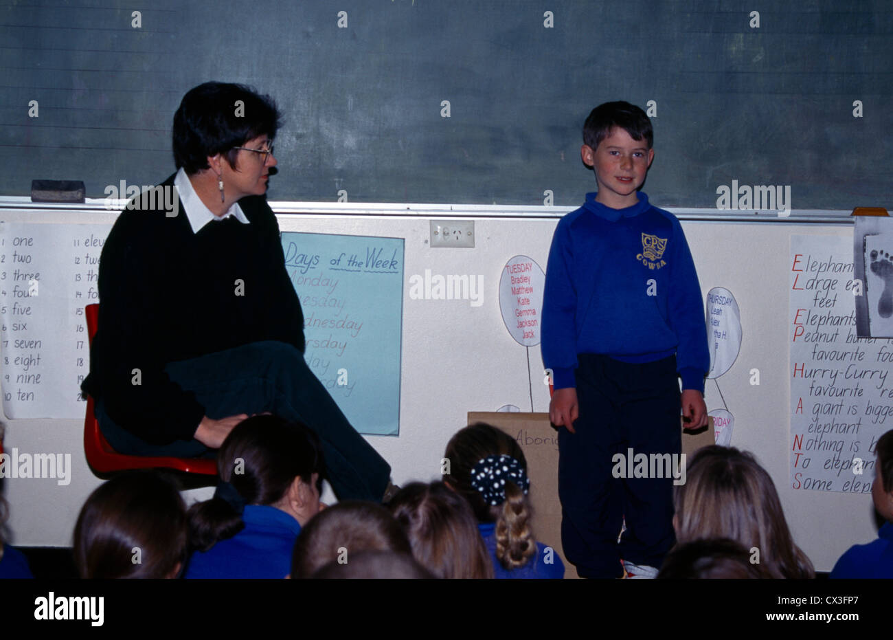 Cowra New South Wales Australia Boy Talking Infront In Class Cowra Public School Stock Photo