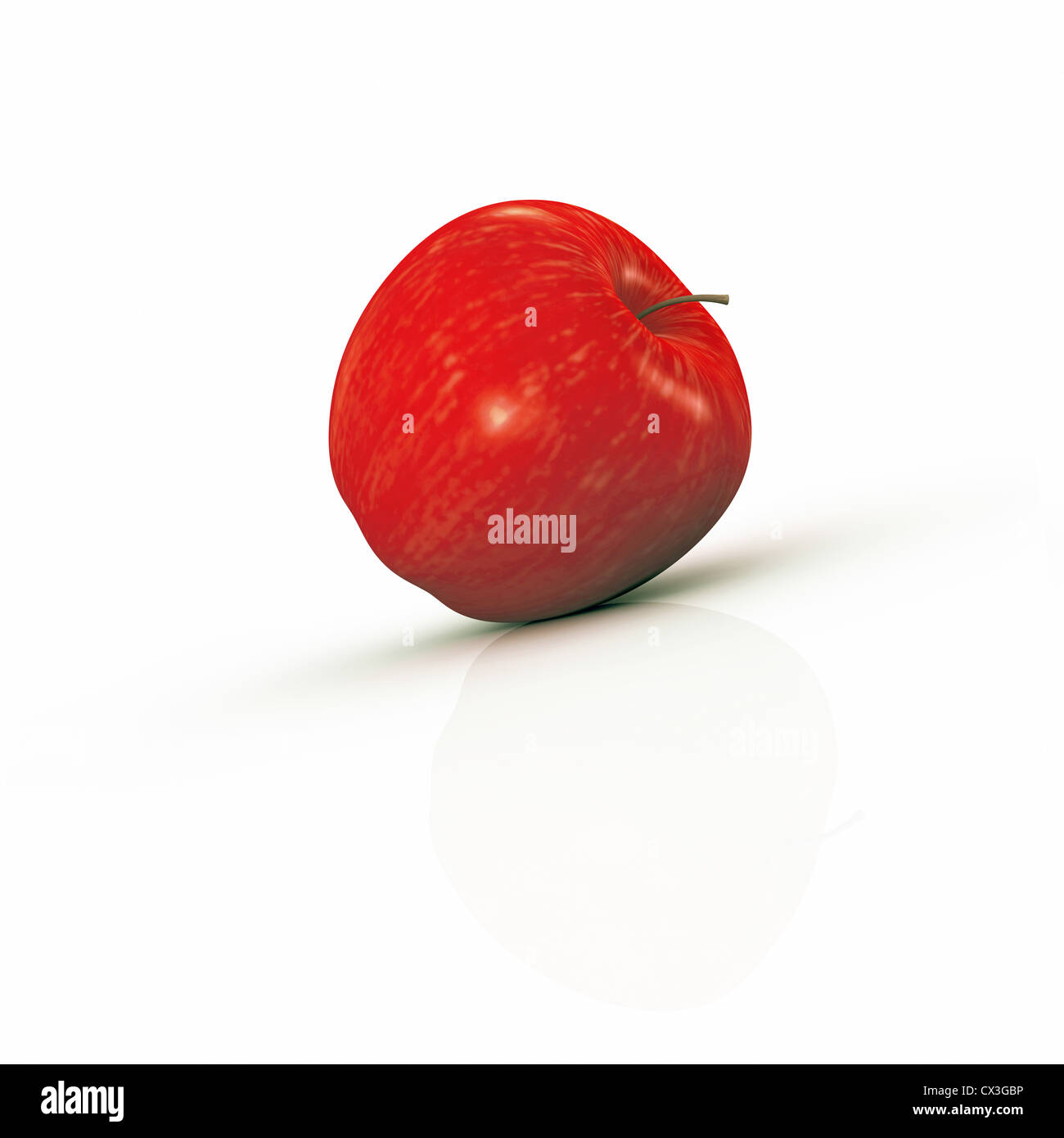 Fresh Red Apple (Braeburn or Cox orange) with lots of Vitamins on white Background, Close-up. - Frischer roter Apfel auf weiß - Stock Photo