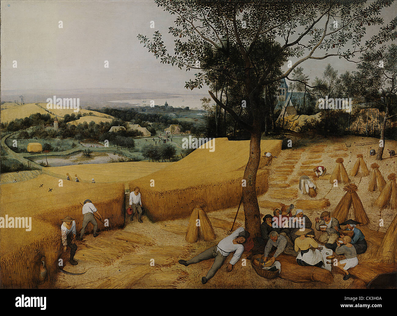 The Harvesters (1565) by Pieter Bruegel (Brueghel) the Elder  - Very high quality and resolution image of this oil on wood panel work. Stock Photo