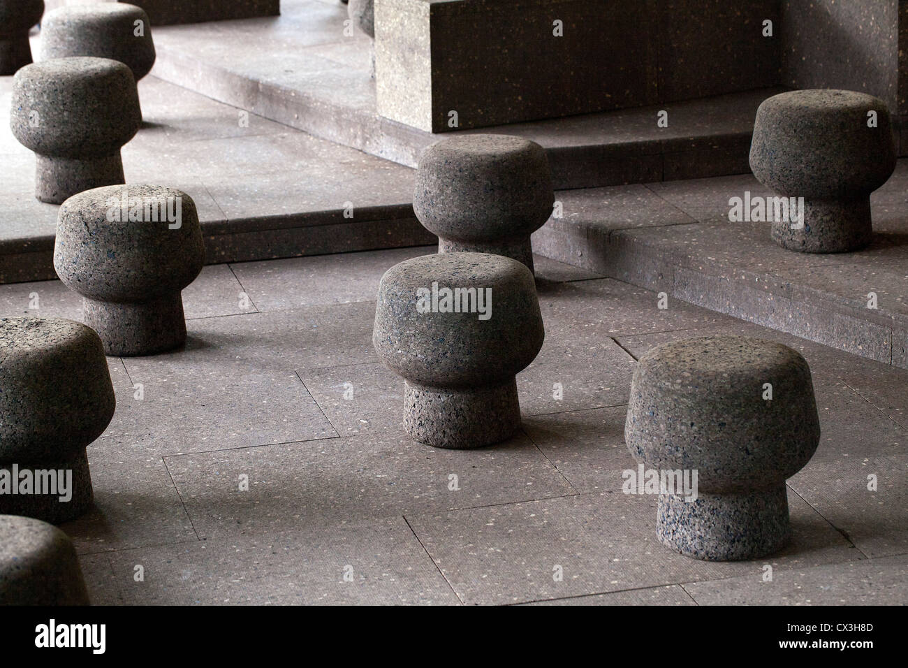 Serpentine Pavilion 2012, London, United Kingdom. Architect: Herzog & De Meuron and Ai Wei Wei, 2012. Detail of the cork stools Stock Photo