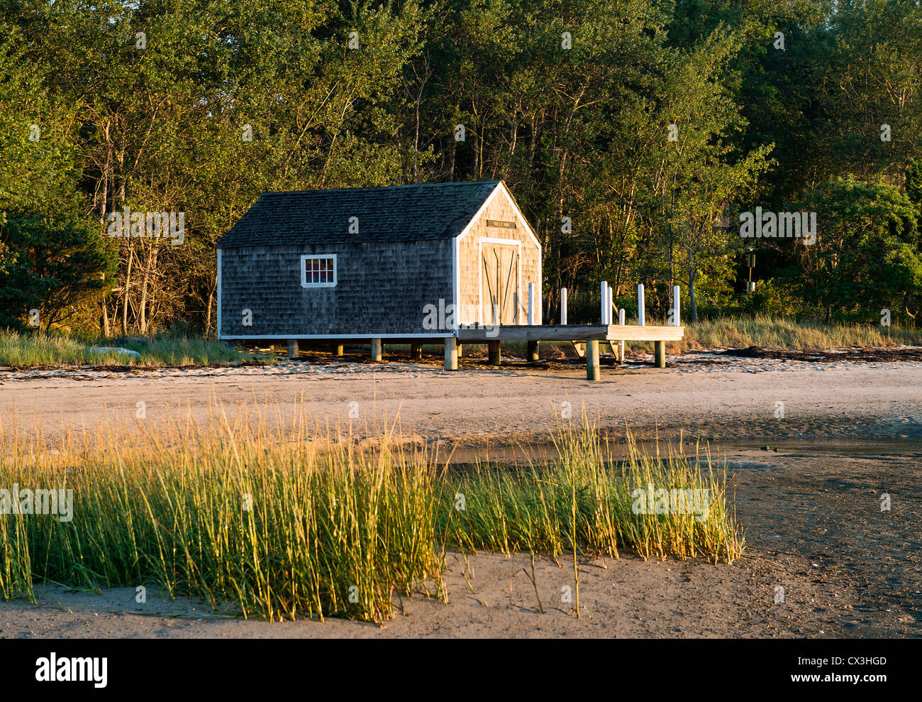Pleasant Bay boathouse, Chatham, Cape Cod, Massachusetts, USA Stock Photo