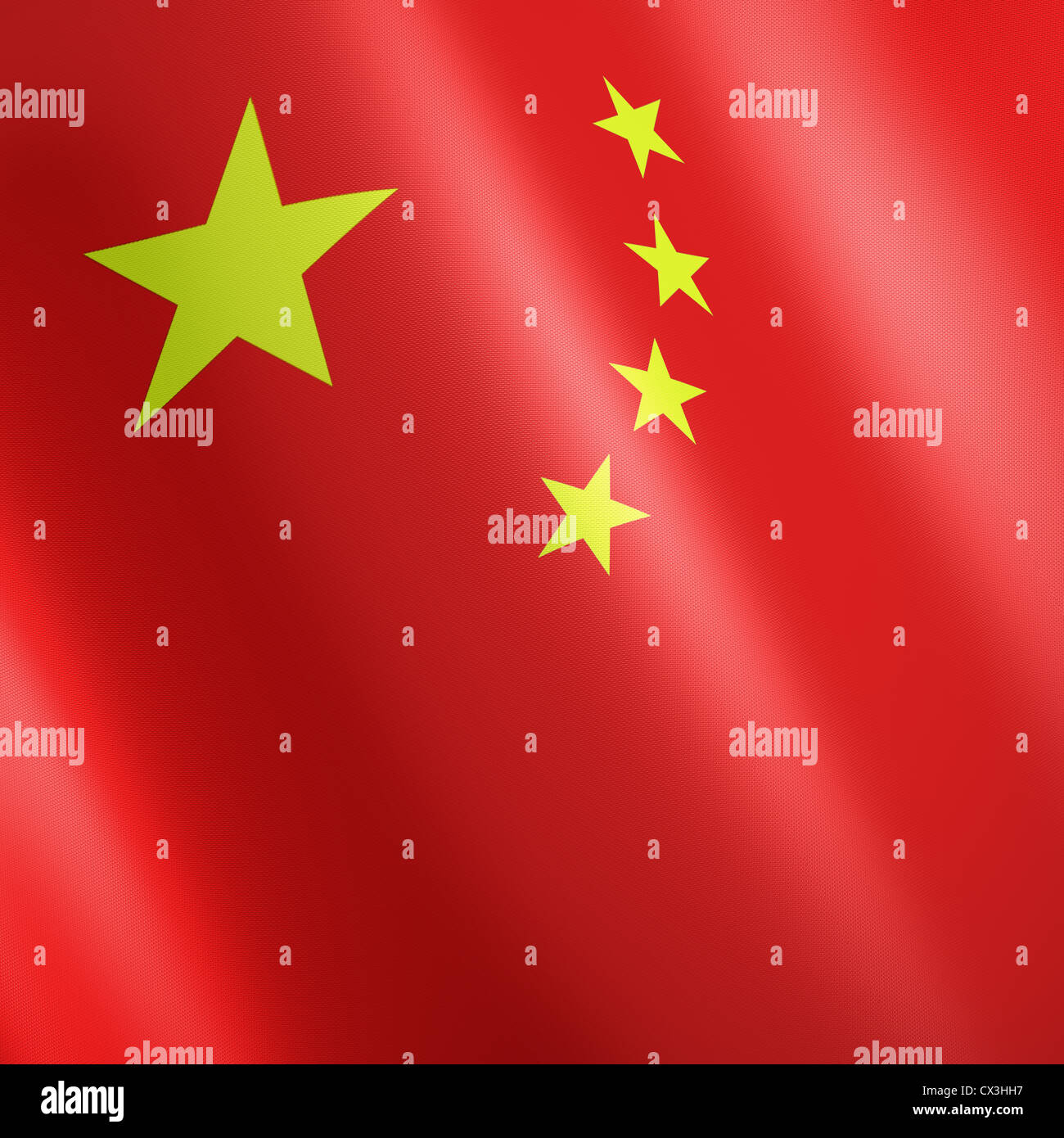 Chinesische Fahne mit gelben Sternen auf rotem Grund - flag of China with yellow stars on Red Stock Photo