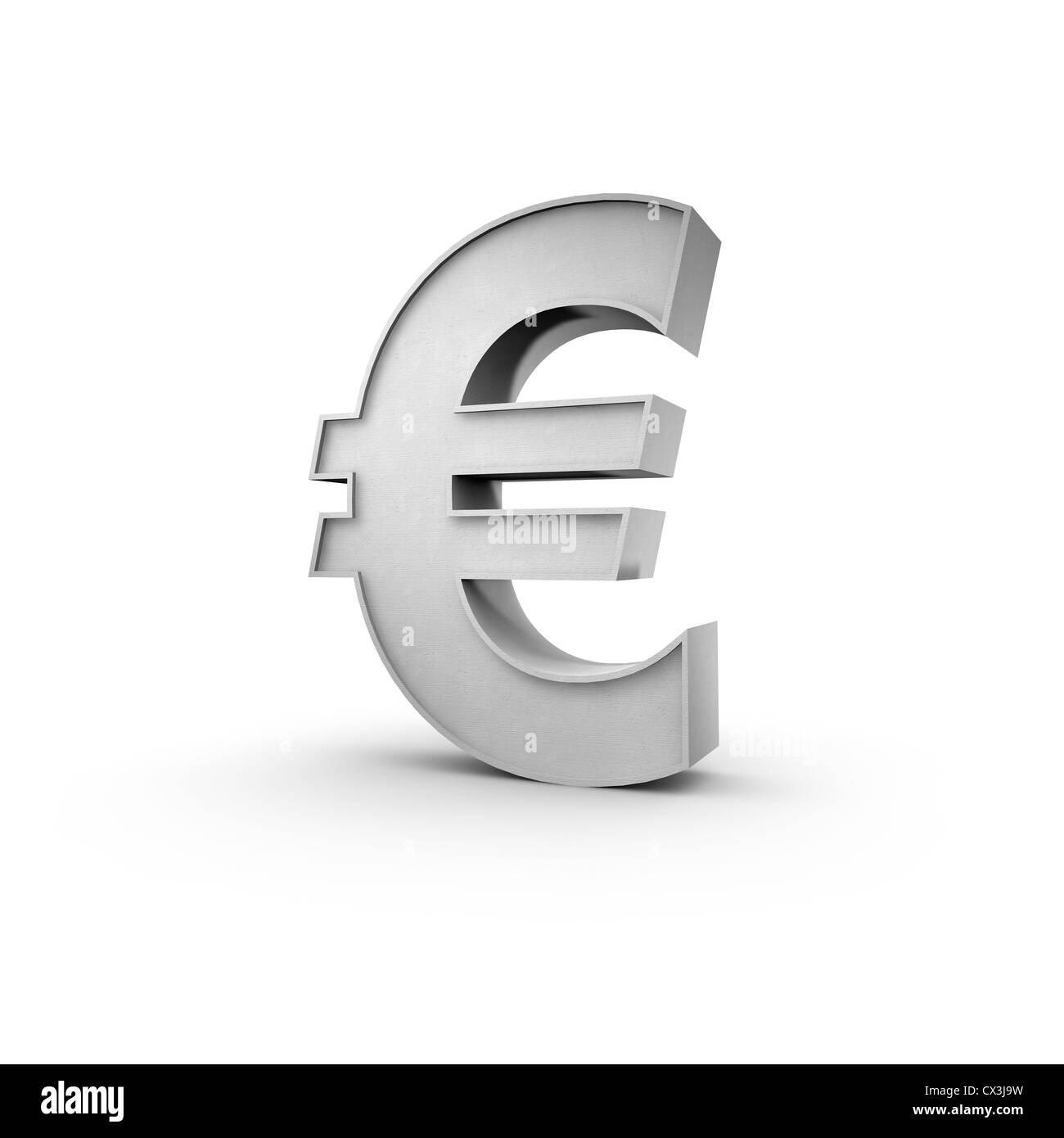 3D Eurozeichen € auf weissem Hintergrund - sign for Euro Stock Photo