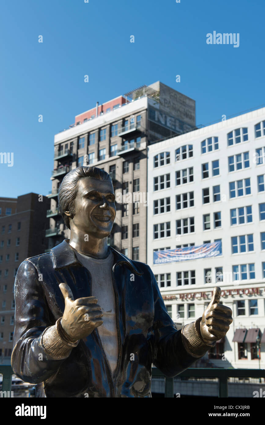 The Bronze Fonz sculpture on Milwaukee's Riverwalk Stock Photo Alamy