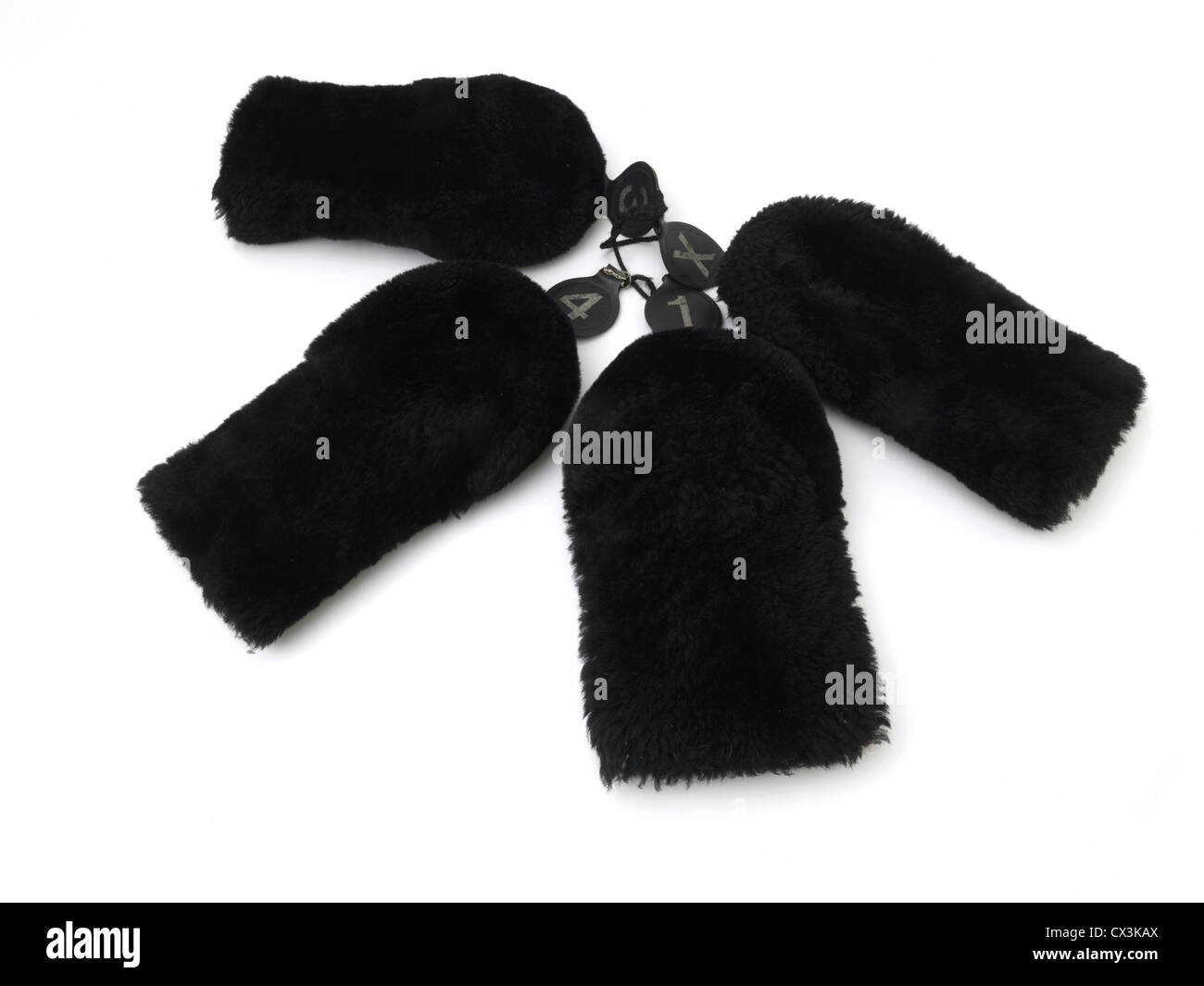 Black Furry Golf Club Headcovers Stock Photo Alamy