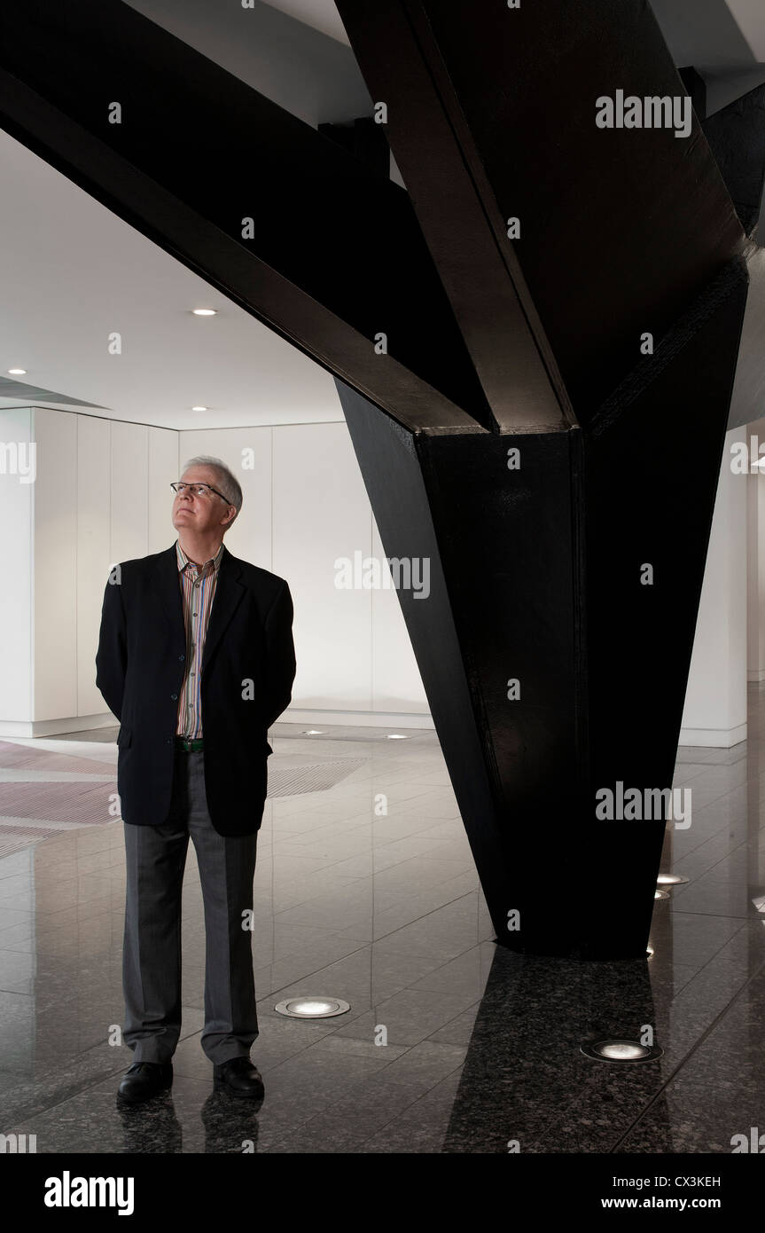 Ken Shuttleworth at 55 Baker Street, London, United Kingdom. Architect: Make Ltd, 2008. General view at reception area looking u Stock Photo