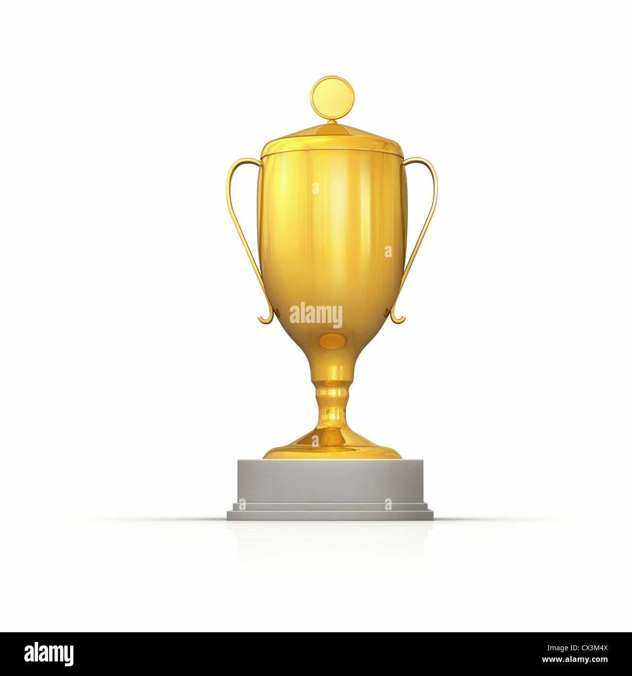 Goldener Pokal auf weissem Hintergrund - Gold Cup, Trophy on white background Stock Photo