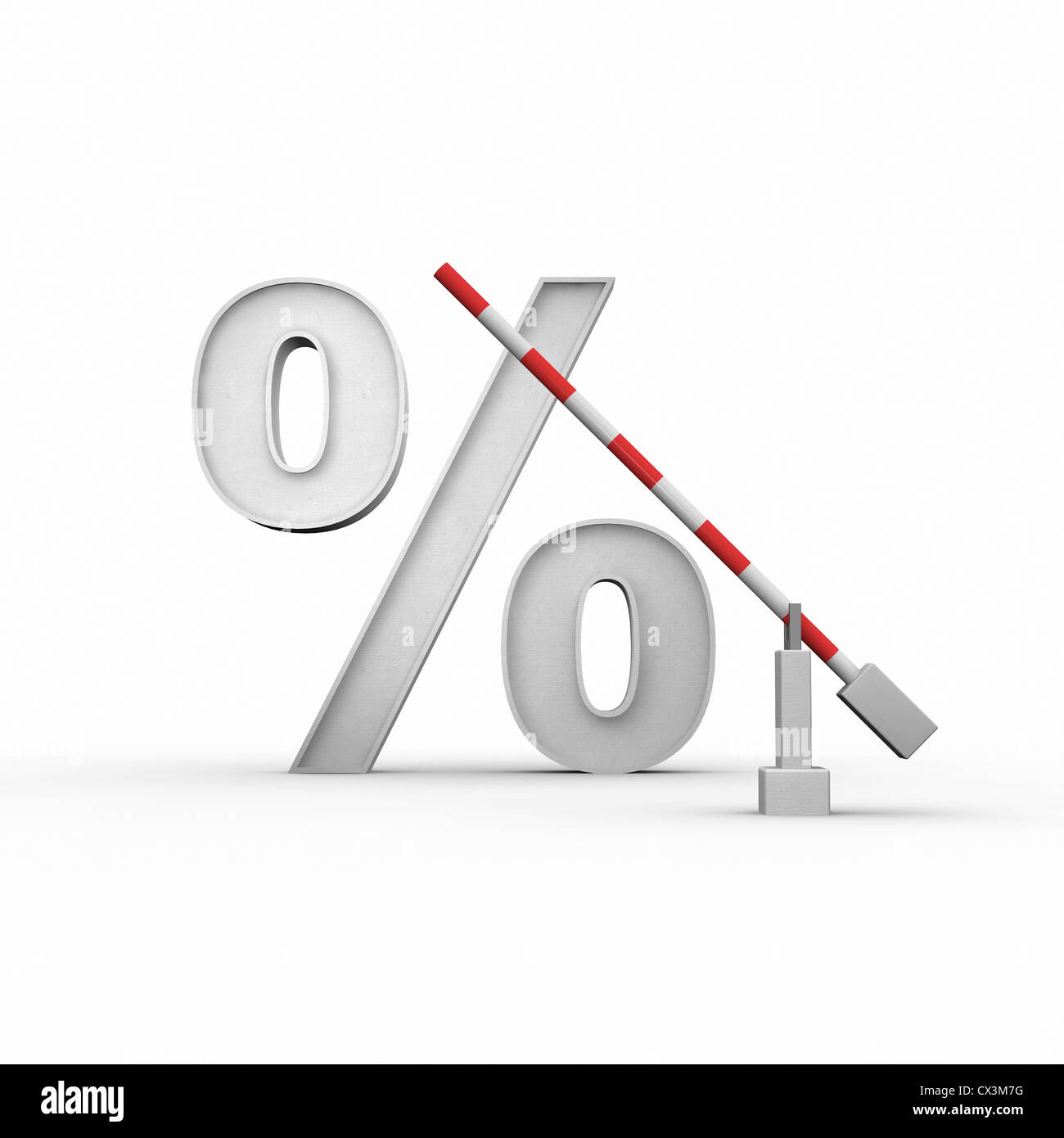 Percentage sign with open barrier Stock Photo