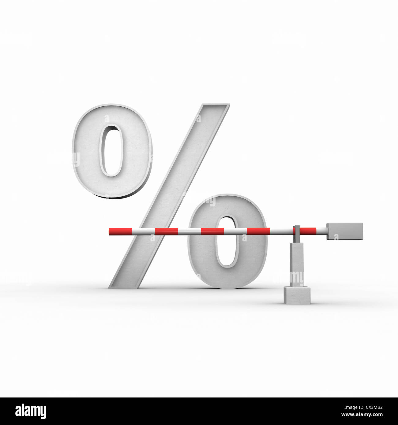 Percentage sign with closed barrier Stock Photo