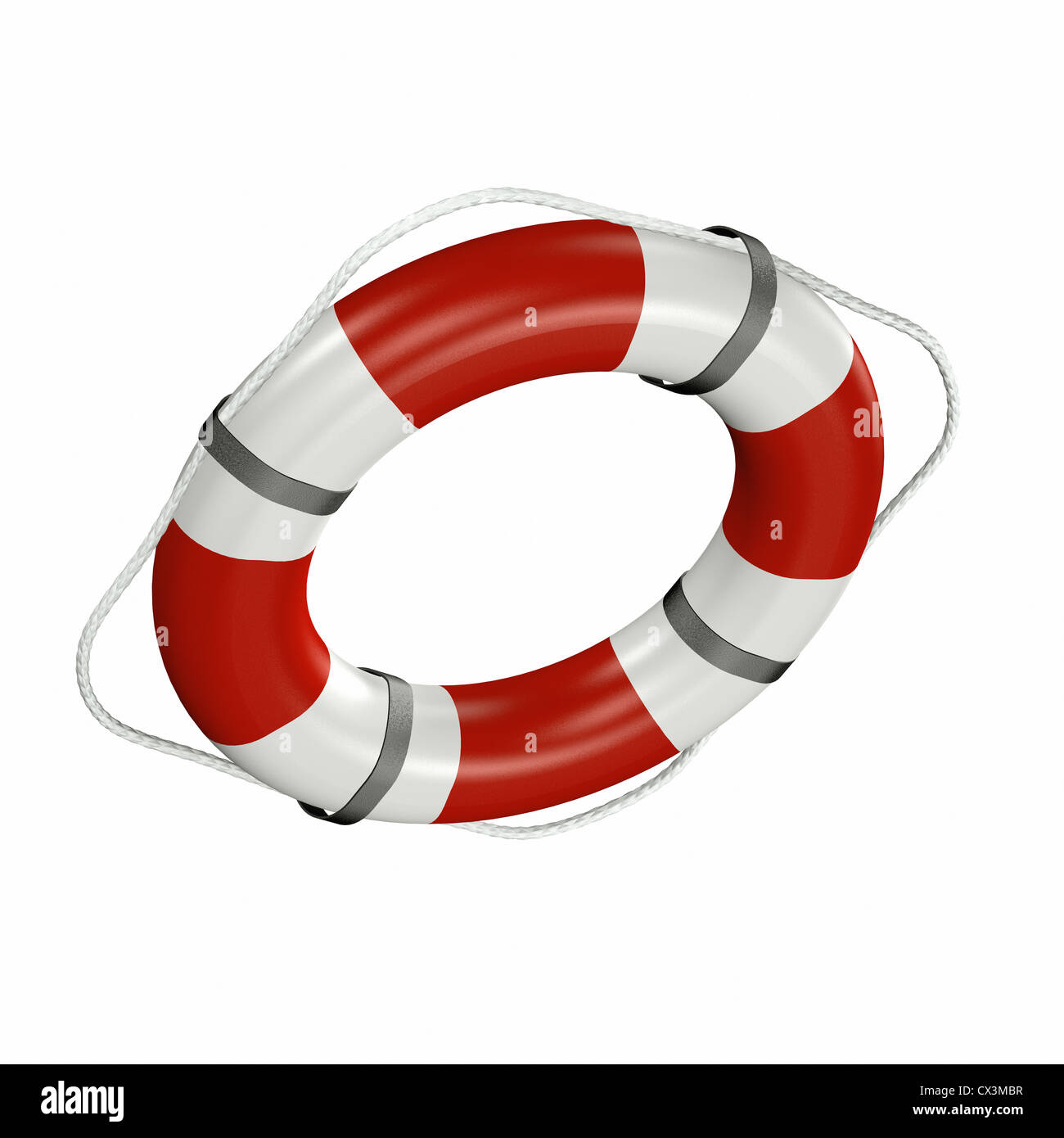 rot-weisser Rettungsring auf weissem Hintergrund - life-saver Stock Photo