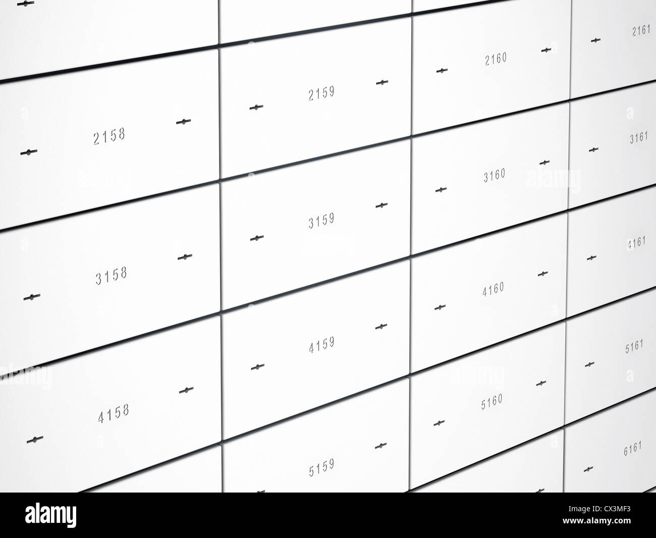 safe-deposit boxes, lockers - Bankschliessfaecher mit nummerierten Stahltüren - Stock Photo