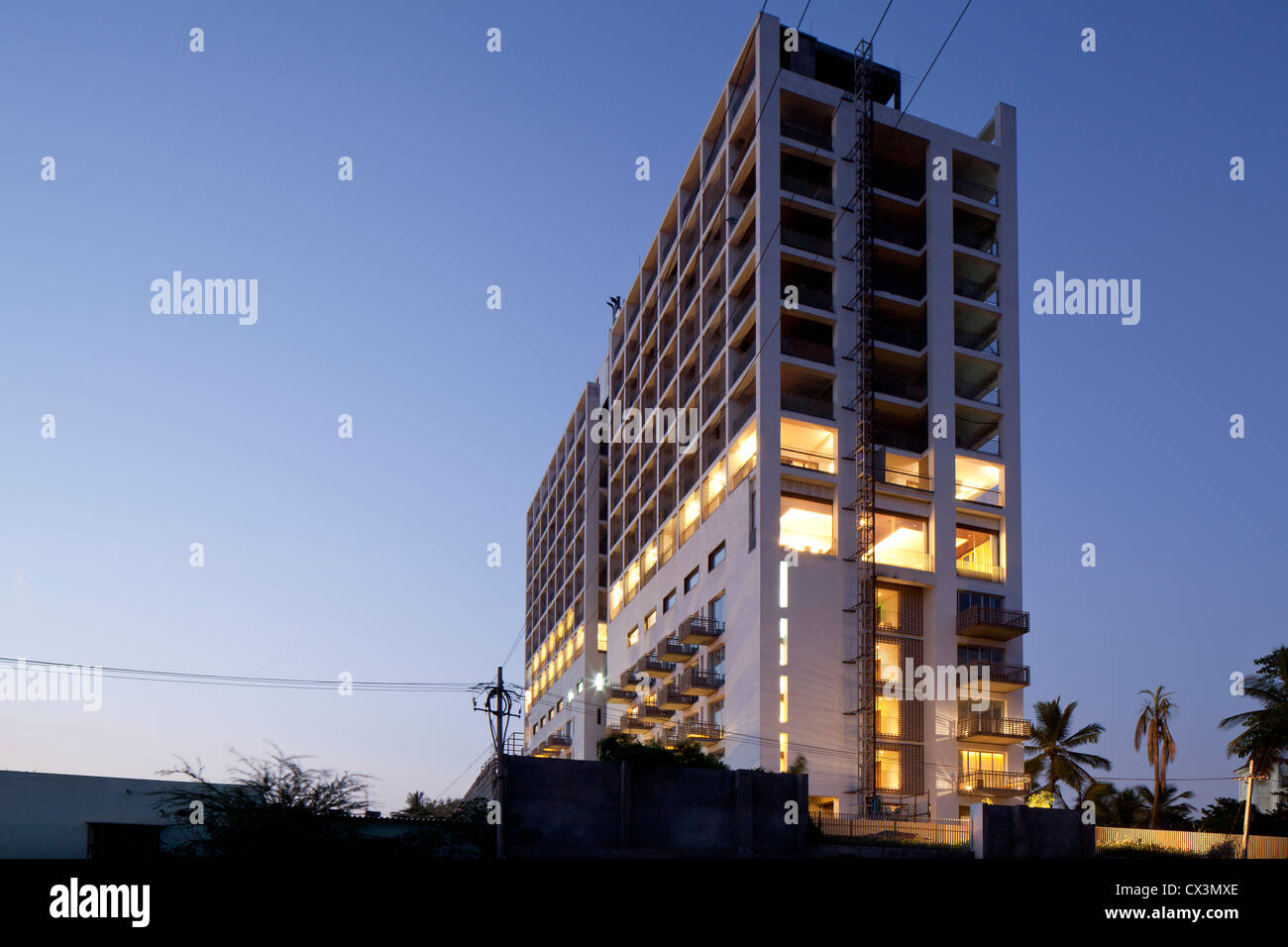 Alila Bangalore Hotel and Apartments, Bangalore, India. Architect: Allies and Morrison, Hundred Hands, 2012. View from the South Stock Photo
