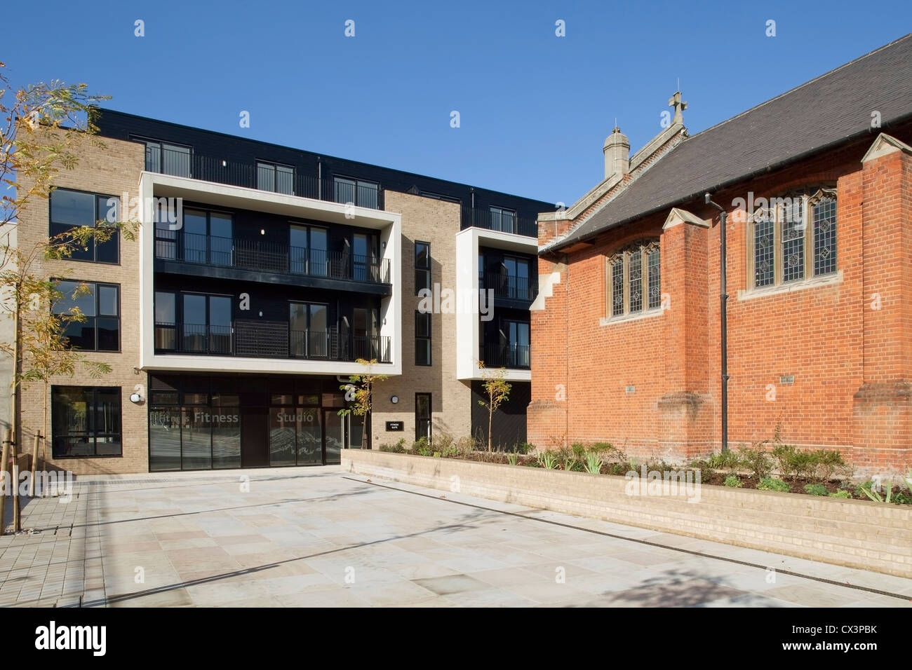 Royal Military Academy, London, United Kingdom. Architect: John McAslan & Partners, 2012. View of new apartments at the academy Stock Photo