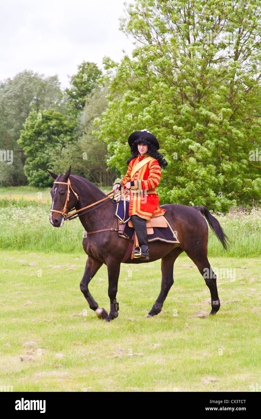 17th century cavalier on horseback Stock Photo