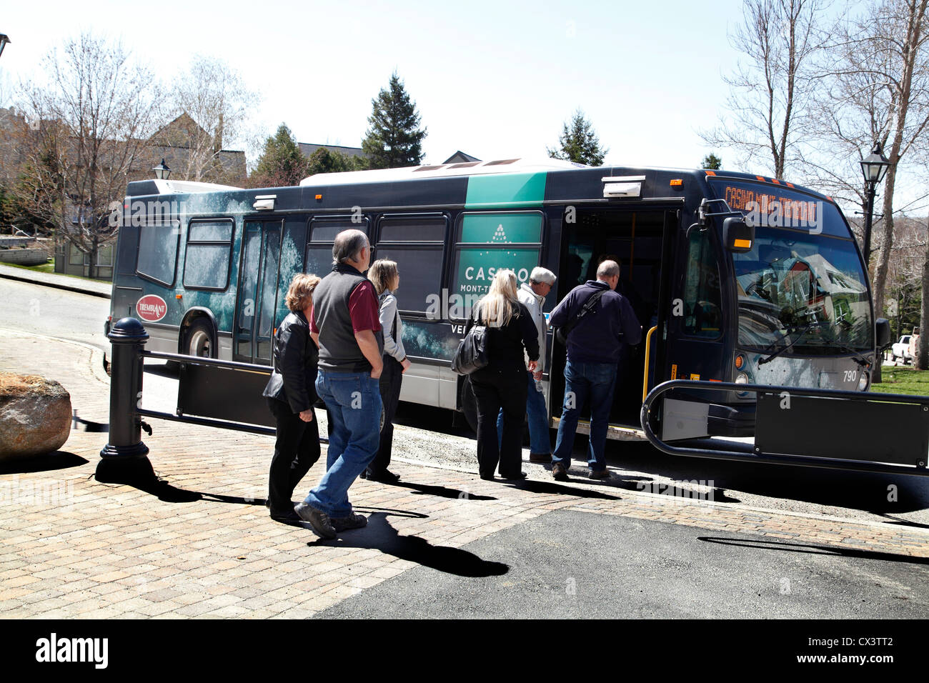 People Boarding The Shuttle Bus For The Mont Tremblant Casino Quebec