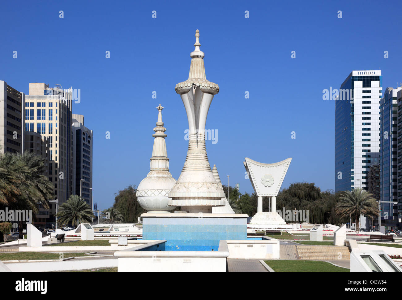 Arabic Coffee Pot Monument in Abu Dhabi, United Arab Emirates Stock