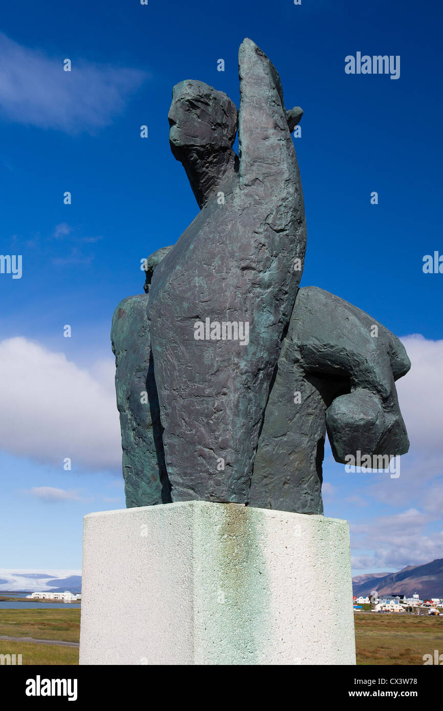 Fishermen's monument in Höfn (Höfn Í Hornafirđi), South East Iceland Stock Photo
