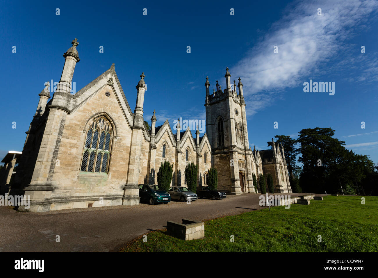 The Aberford Almshouses, situated between Leeds and York, were built by sisters Mary and Elizabeth Gascoigne in 1844. Stock Photo