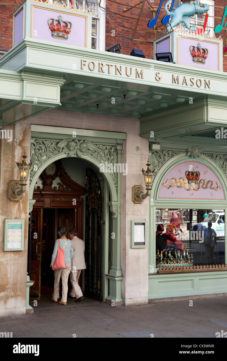 The entrance to Fortnum and Mason department store on Piccadilly, London Stock Photo