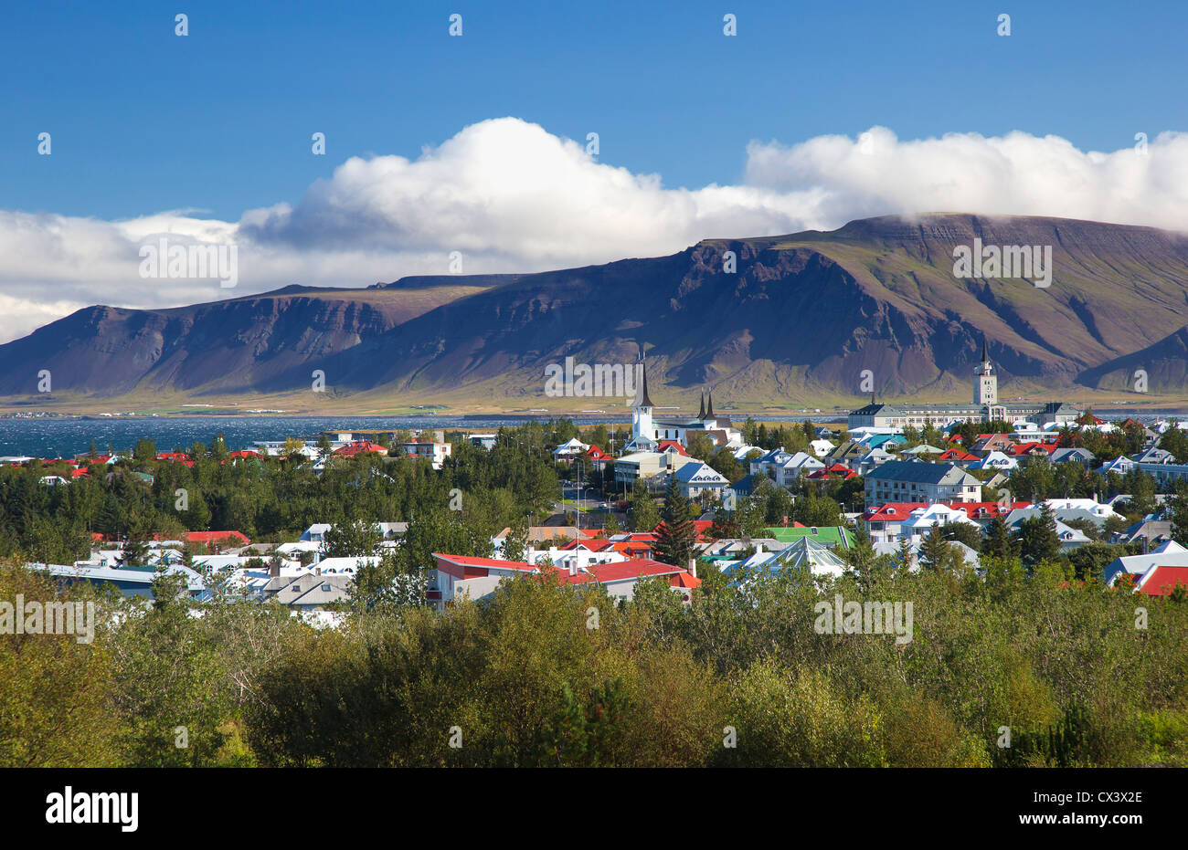 Aerial view of Reykjavik from the Perlan Stock Photo