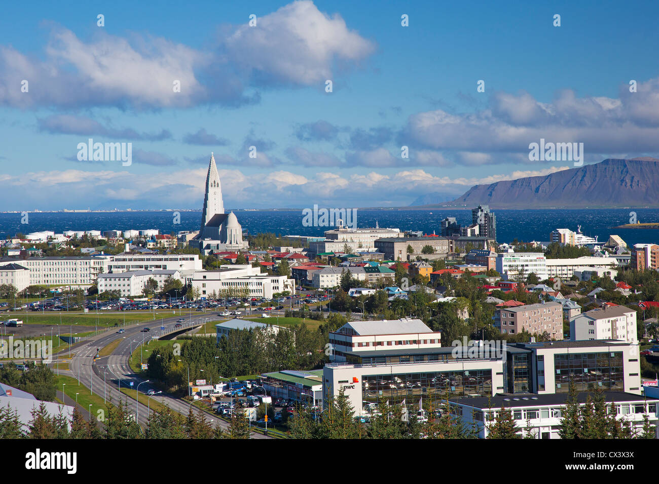 Aerial view of Reykjavik from the Perlan Stock Photo