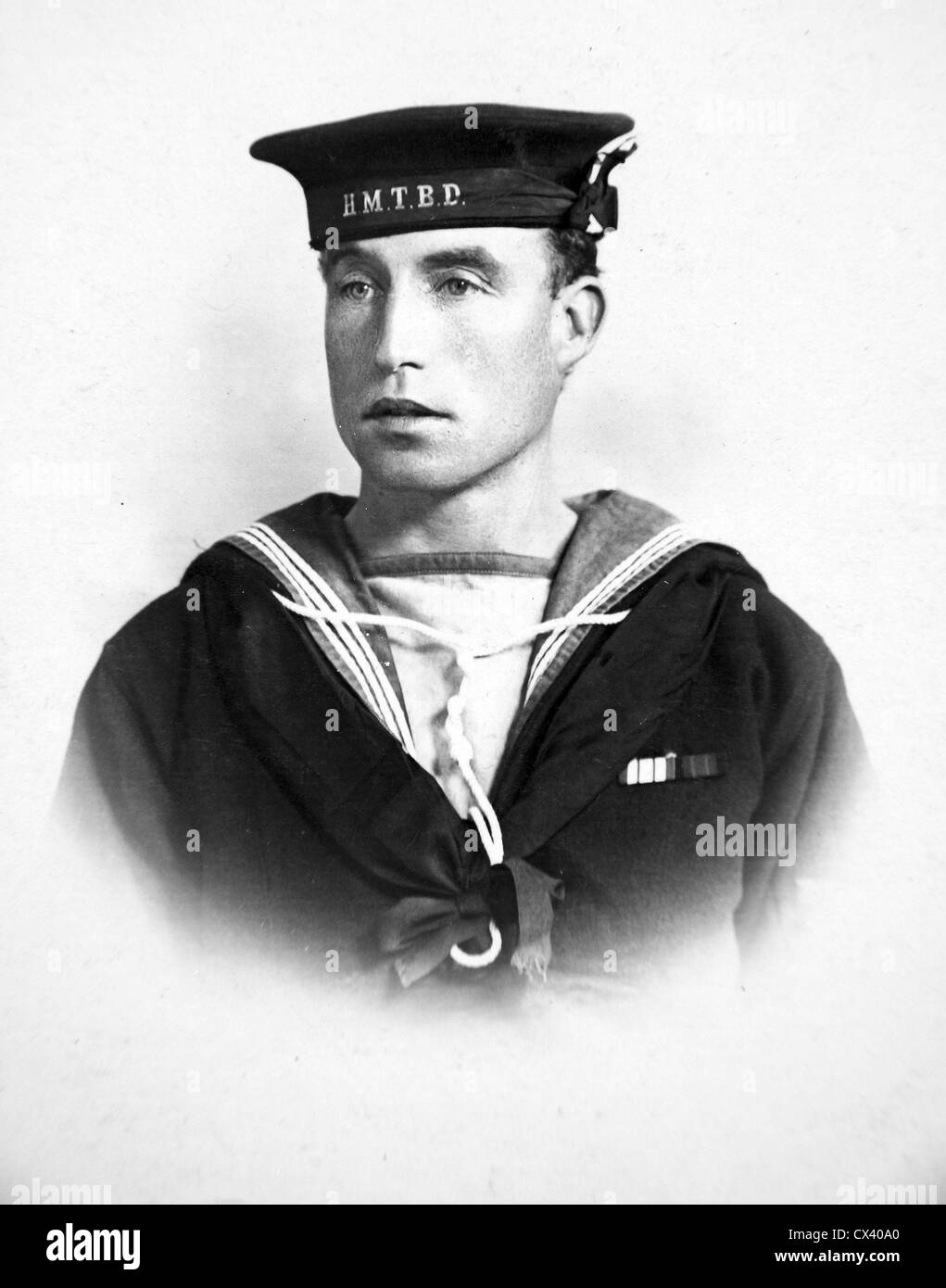 Royal Navy sailor of the Edwardian or Great War period in uniform. HM  Torpedo Boat Destroyer Stock Photo - Alamy
