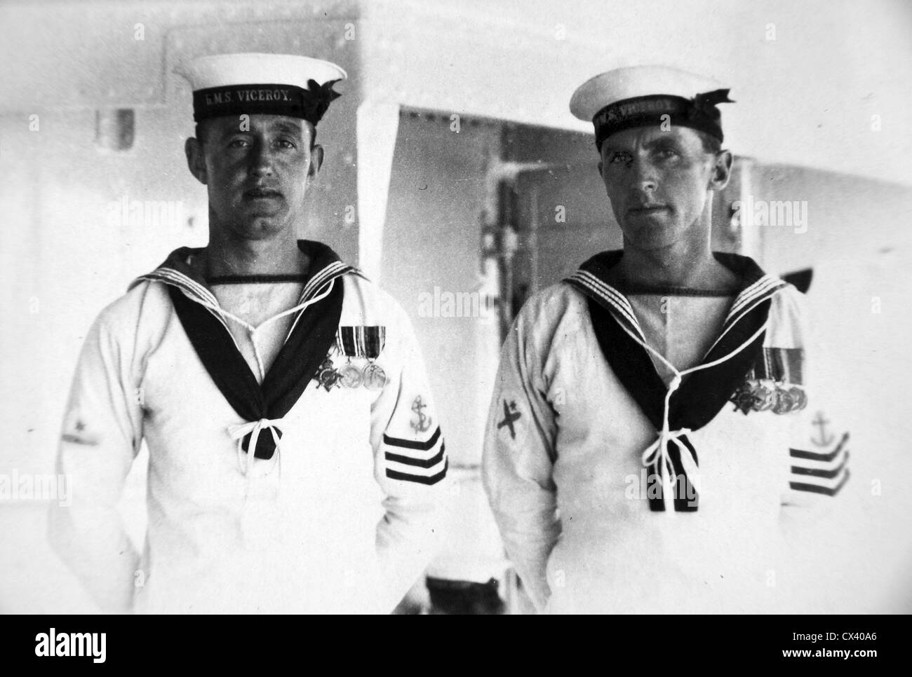 Royal Navy World War or inter war. Sailors in tropical clothing Stock Photo  - Alamy