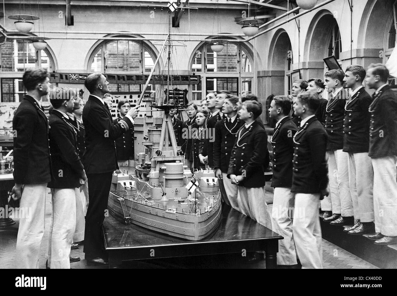 Royal Navy World War Two or inter war. Royal Navy officer cadets under training. Stock Photo