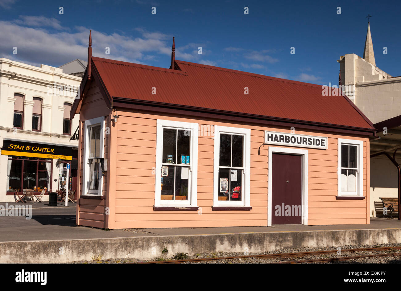 Harbourside Station, Oamaru, Otago, New Zealand. Stock Photo