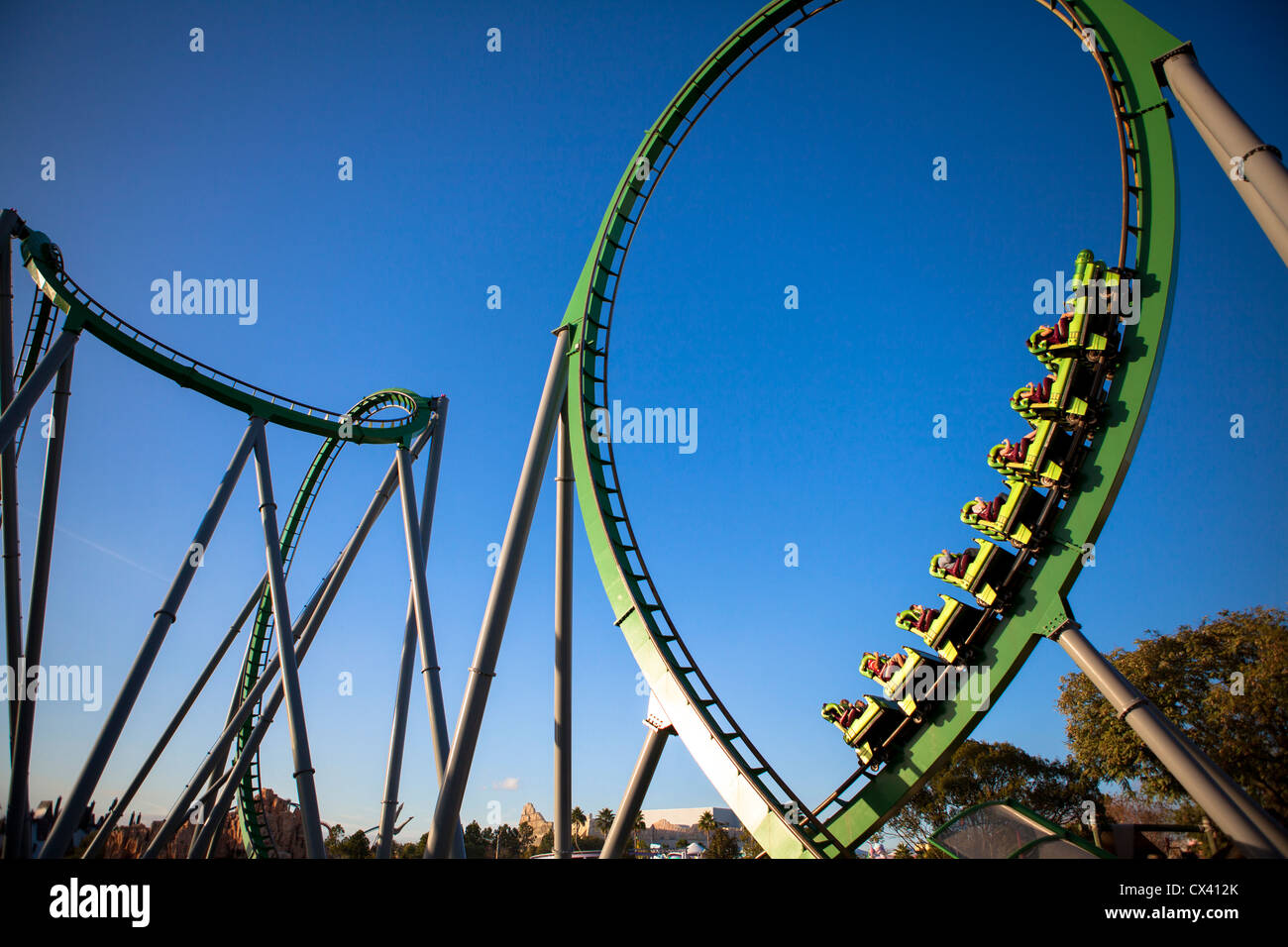 Hulk Rollercoaster Universal studios theme park Orlando Florida USA Stock Photo