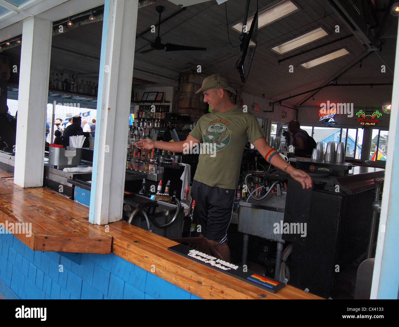 Bartender At The Ice Palace Disco In Cherry Grove Fire Island New York Usa August 15 12 C Katharine Andriotis Stock Photo Alamy