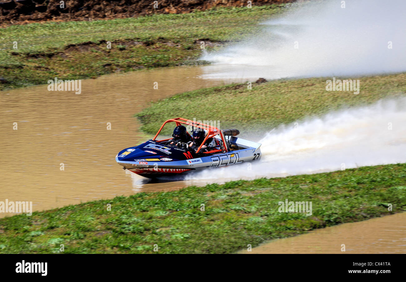Australian Jet Sprint Boat championship timed sprint runs on enclosed