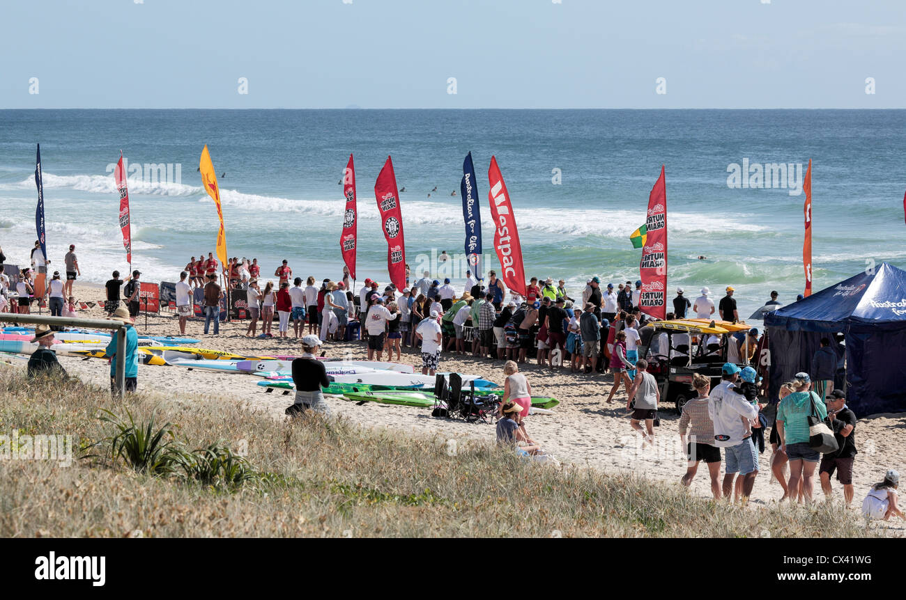 Surf Lifesaving carnival Tugun Beach Queensland surf clubs attend a surf carnival held on the