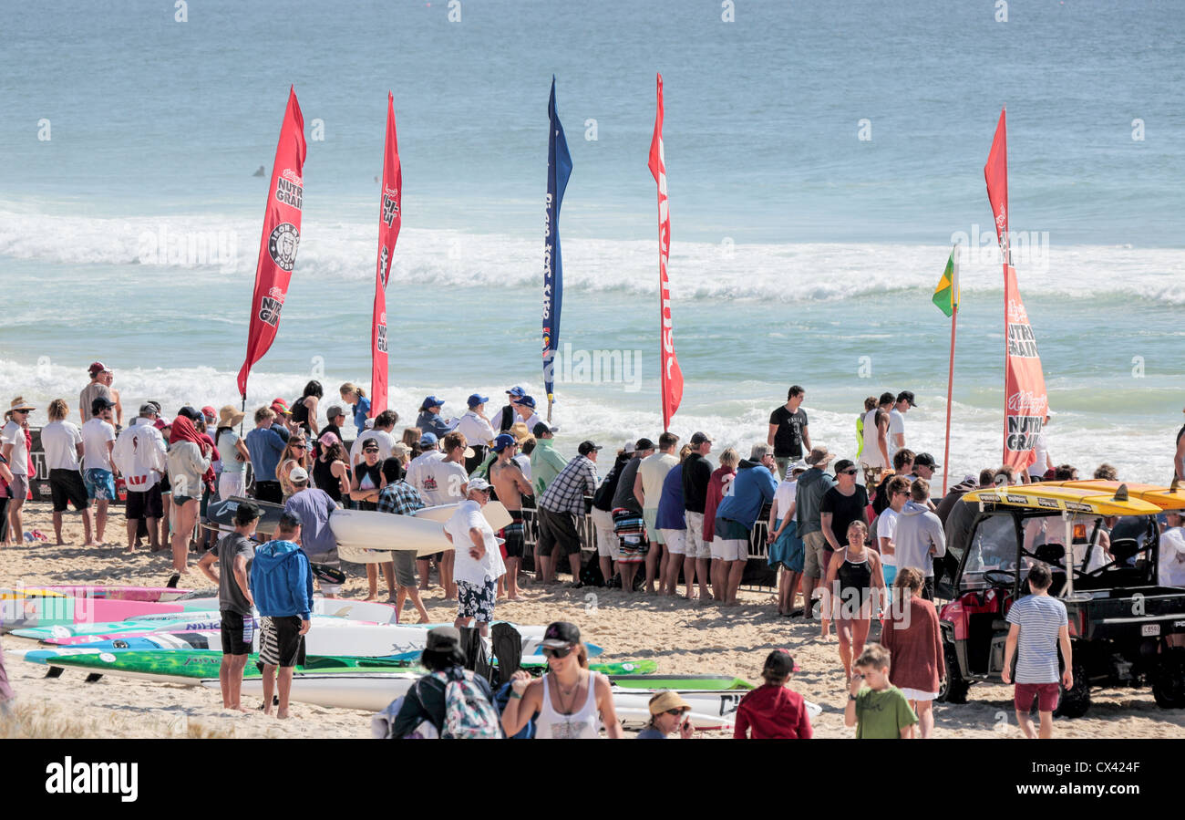 Surf Lifesaving carnival Tugun Beach Queensland surf clubs attend a surf carnival held on the Gold Coast and at Tugun beach Stock Photo