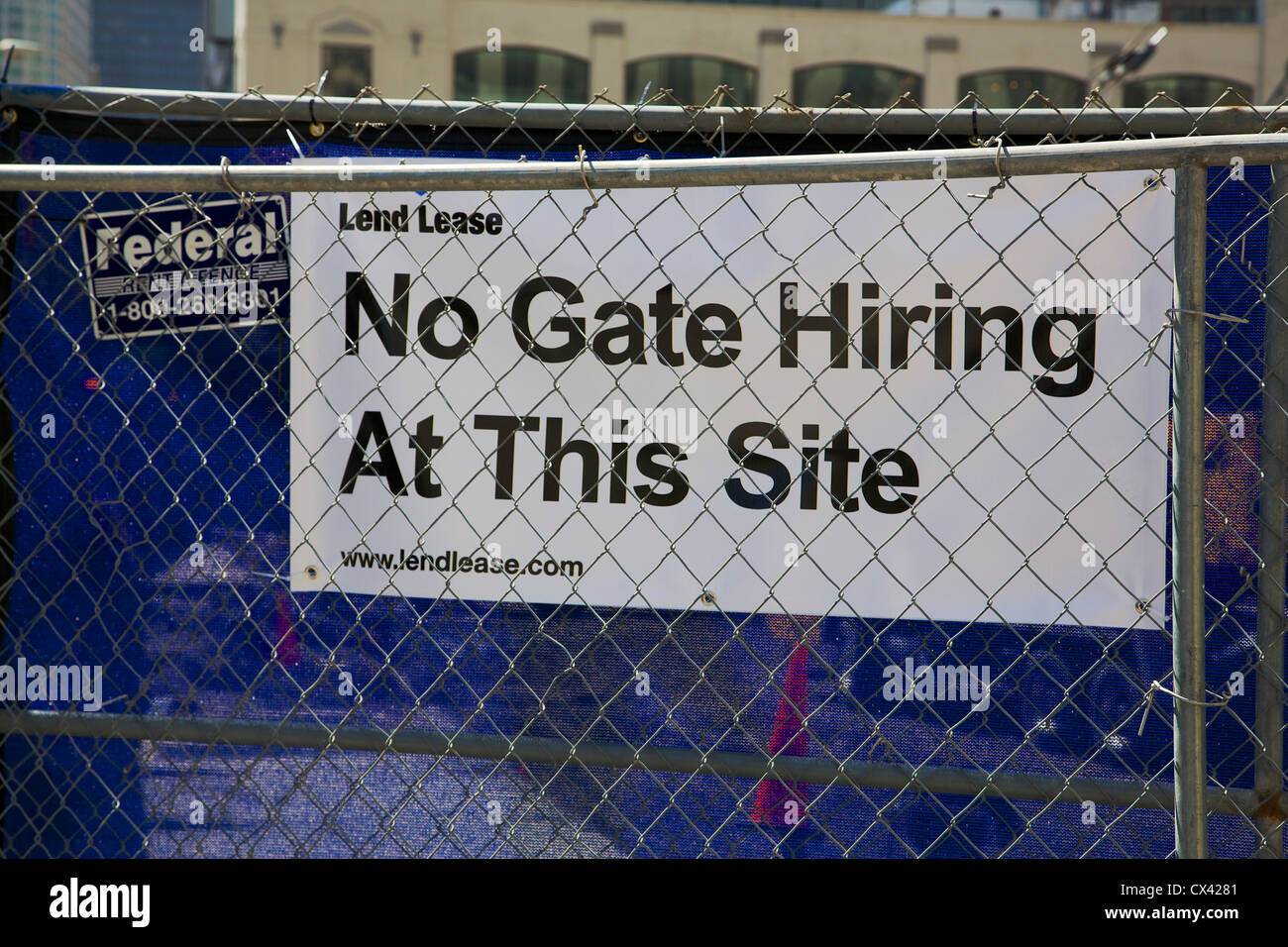 No gate hiring sign at construction site. Chicago, Illinois Stock Photo