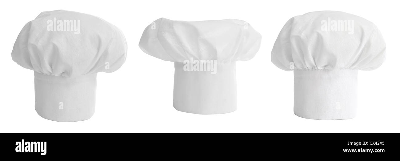 set of cook hat or cap isolated Stock Photo