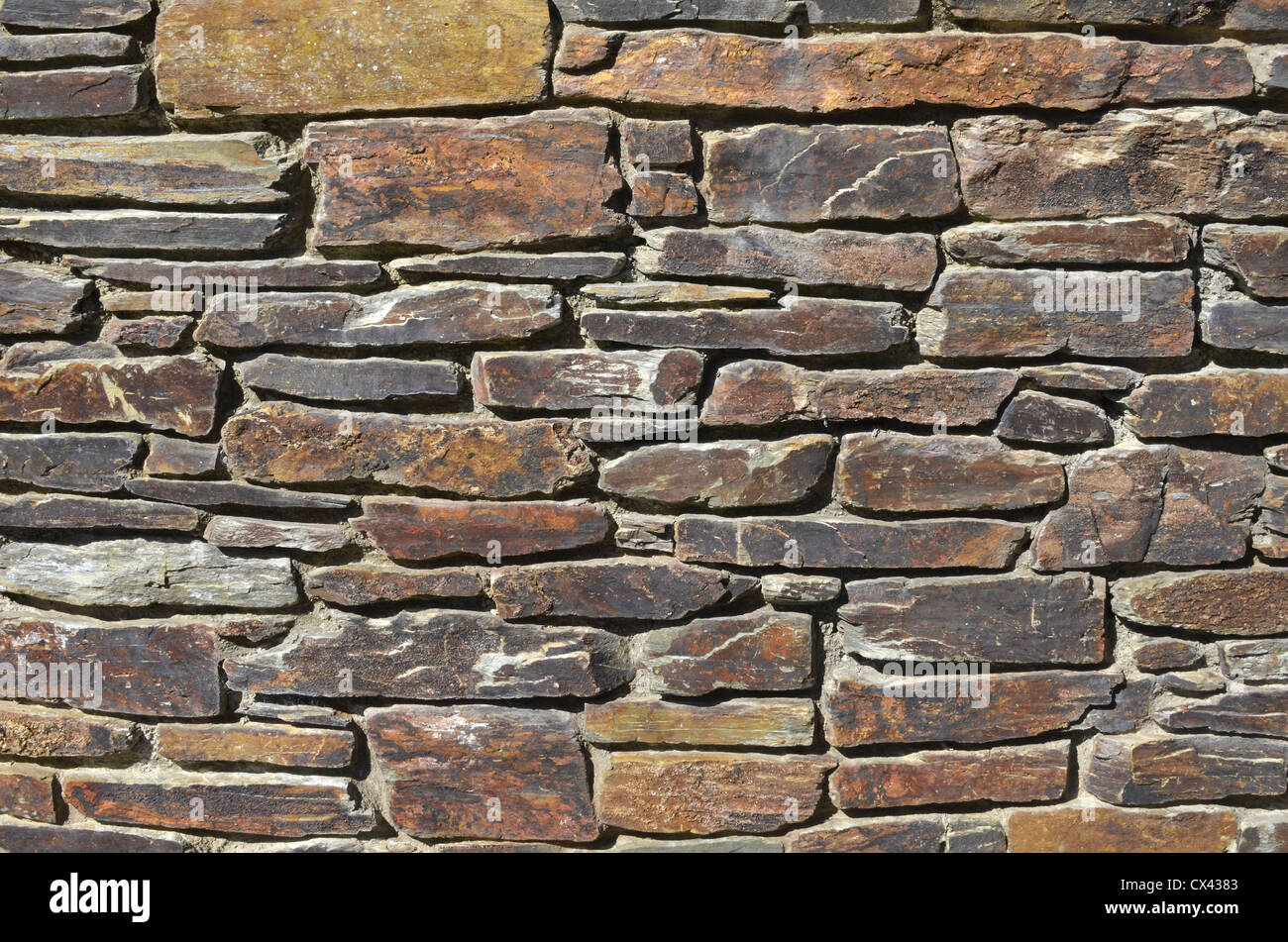 Denial of access, computer security / firewall concept. Section of retaining garden wall. Cornwall. Irregular stonework. For UK construction sector. Stock Photo