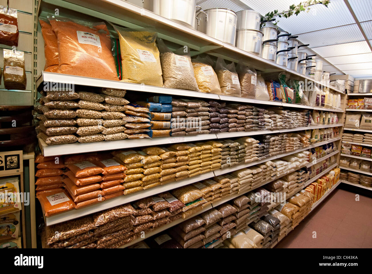 an asian supermarket in bristol with spices, rice and wholesome indian