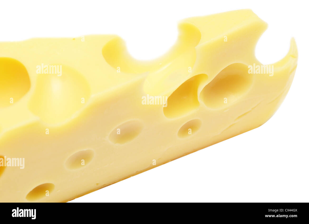 piece of cheese on white Stock Photo