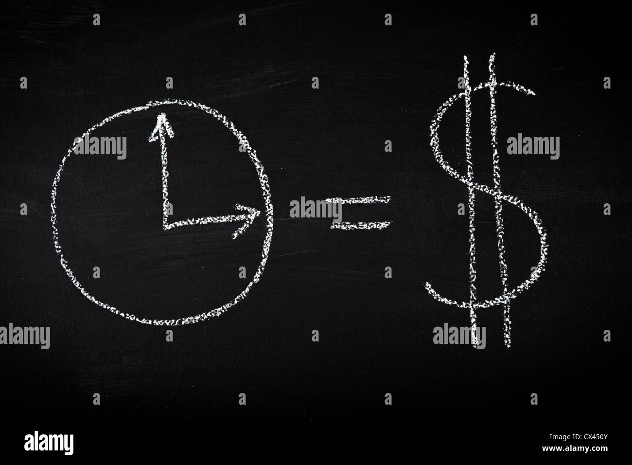 Time is money equation drown on chalkboard Stock Photo