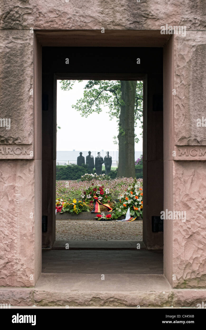 The entrance to the WW1 German military cemetery at Langemark, Belgium Stock Photo