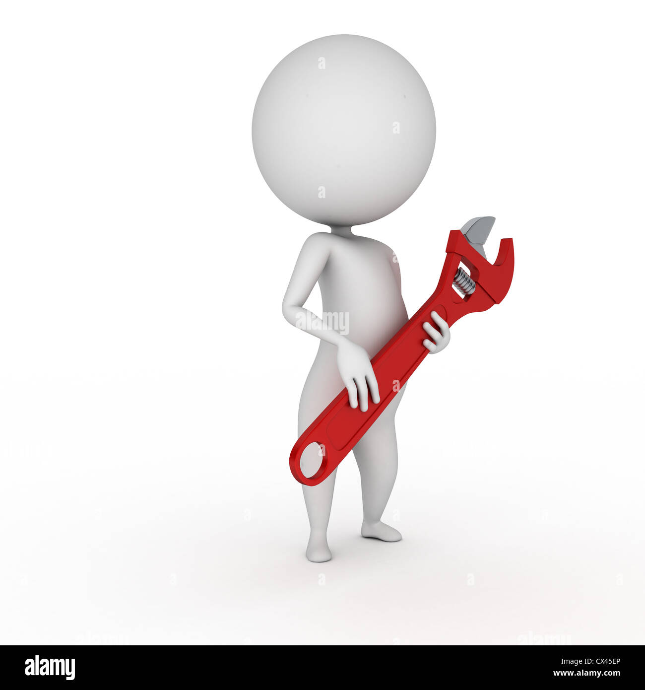 3d rendered illustration of a little guy and a wrench Stock Photo - Alamy
