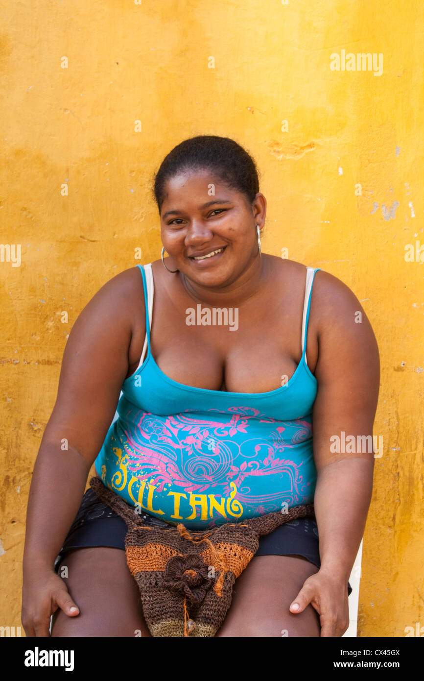 Smiling Colombian woman, Cartagena, Colombia Stock Photo
