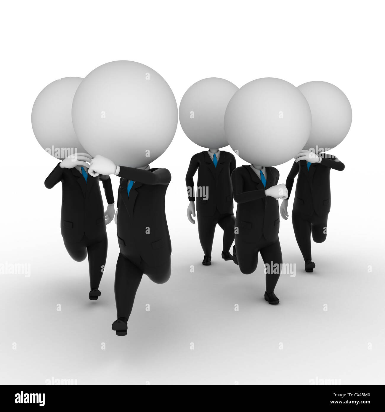 3d rendered illustration of guys in suits running Stock Photo